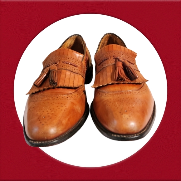 Men Vintage Brown Leather Tassel Loafer By Allen Edmonds Size 12/Designer loafer - Picture 4 of 12